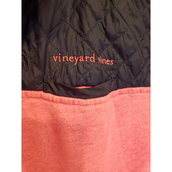 Vineyard Vines Shep Pink Quilted Snap Pullover Sweatshirt Hood Blue XL - Picture 4 of 13